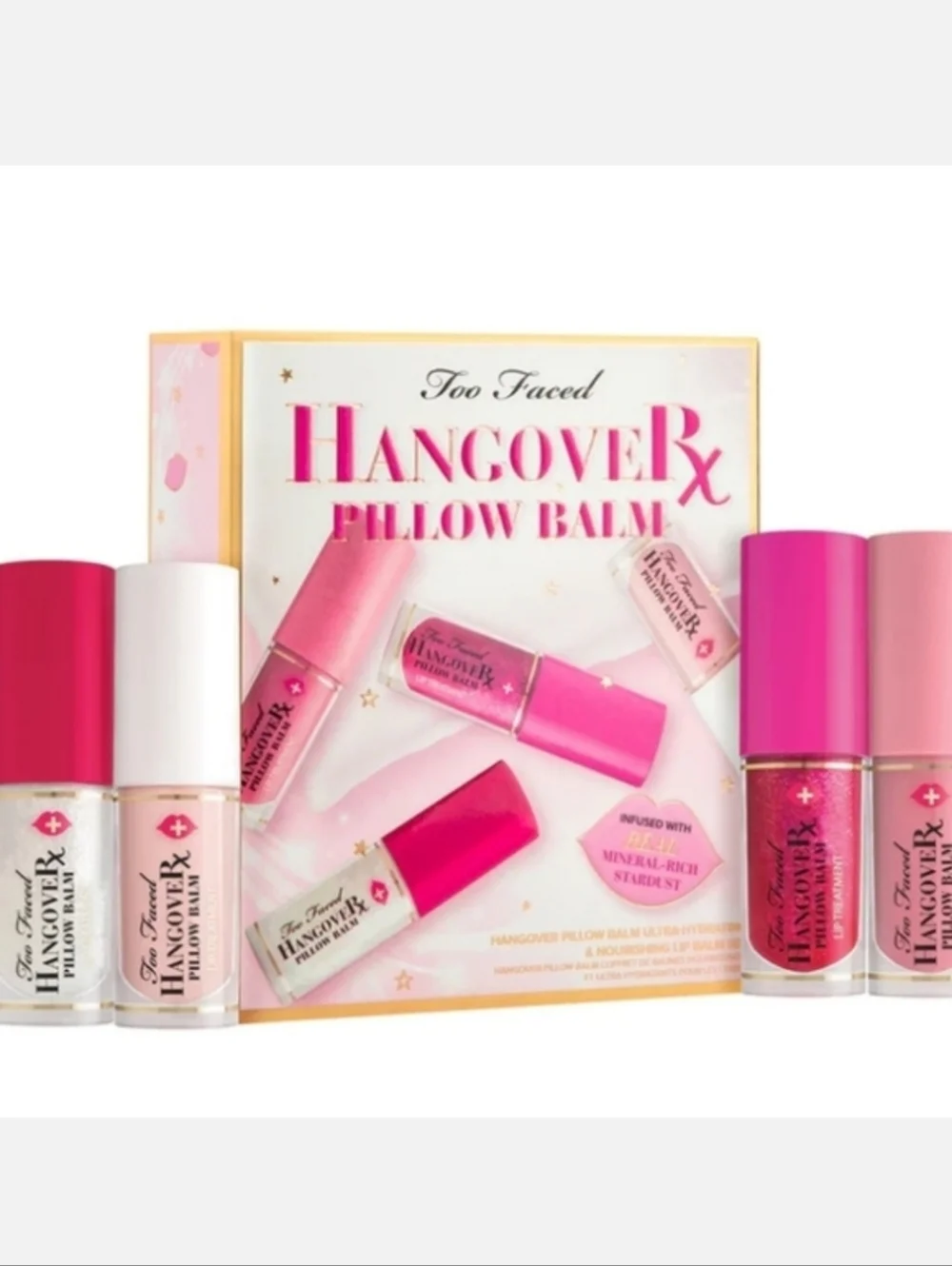 NIB Too Faced HangoveRX Pillow Lip Balm Set 4 Pc